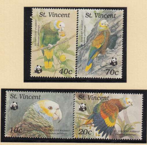 Saint Vincent 1989  Y&T  1131/34  N**  perroquet   WWF