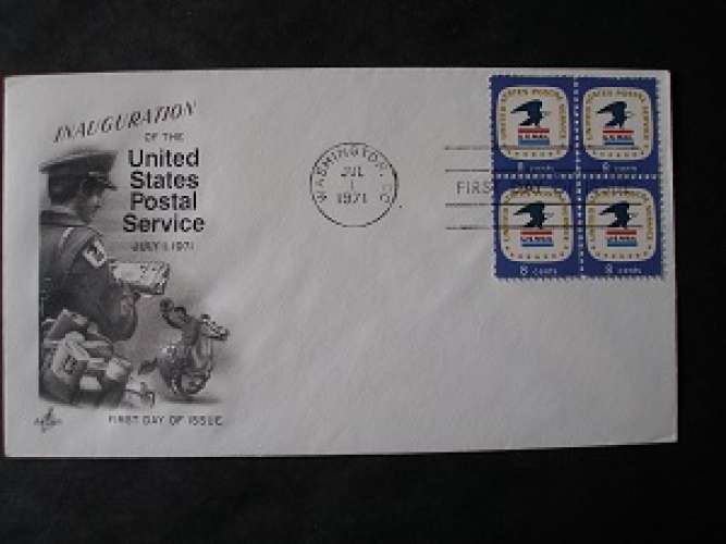 USA 1971 - Emblème postal ( bloc de 4 ) - FDC