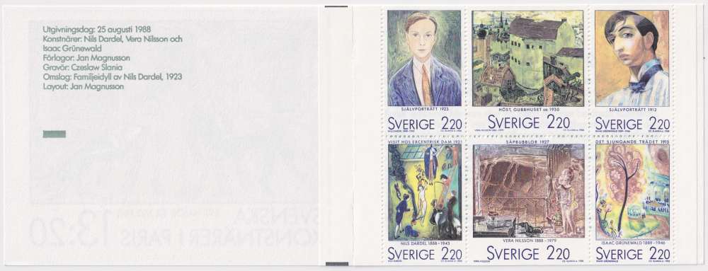 Suede Carnets 1988 Y&T C1481 neuf ** plié - Peintures 