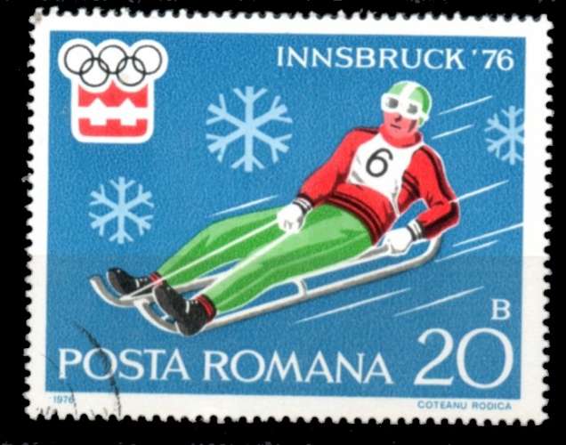 Roumanie Yvert N°2937 Oblitéré 1976 JO Innsbruck Luge