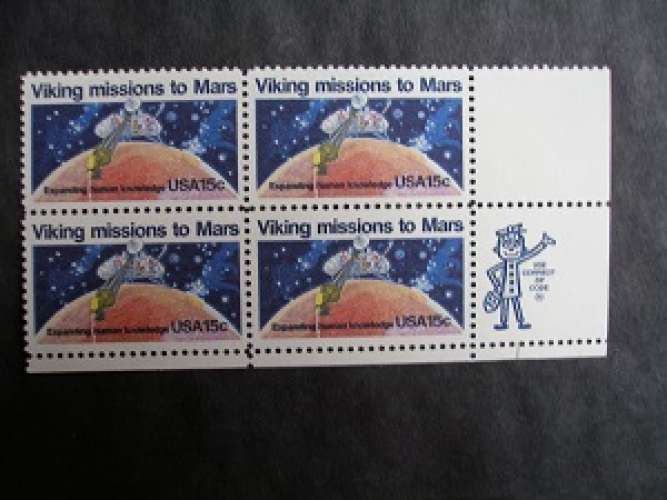 USA 1978 - Mission viking sur Mars ( bloc de 4 ) - MNH**