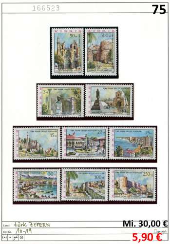 Chypre turc 1975 - Michel 10-19 - ** neuf mnh