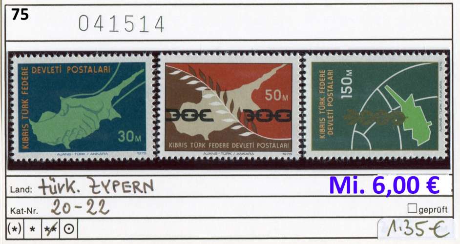 Chypre turc 1975 - Michel 20-22 - ** neuf mnh