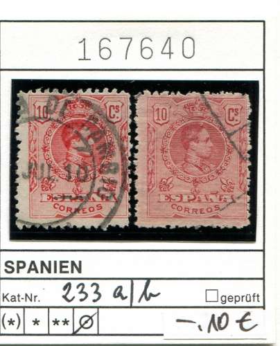 Espagne 1909 - Michel 233 a+b - oo oblit. - 