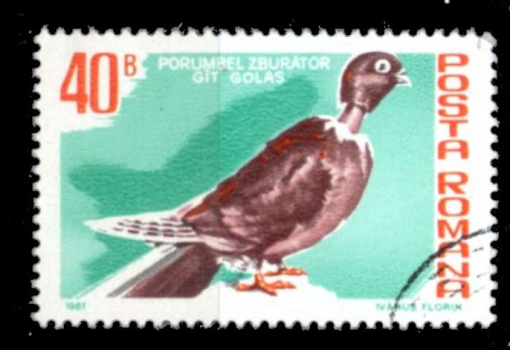 Roumanie Yvert N°3326 Oblitéré 1981 Pigeon cou dénudé