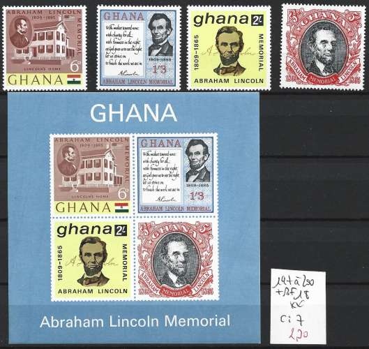 GHANA 197 à 200 + BF 18 ** côte 7 €