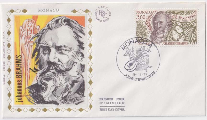 Monaco FDC 1983 Y&T 1389 - Johannes Brahms (scan dos) 