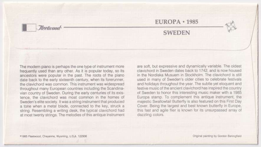 Suede FDC 1985 Y&T 1311 - Europa (scan dos) 