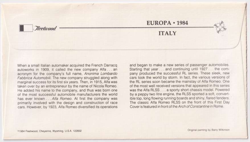 Italie FDC 1984 Y&T 1618 - Europa (scan dos) 