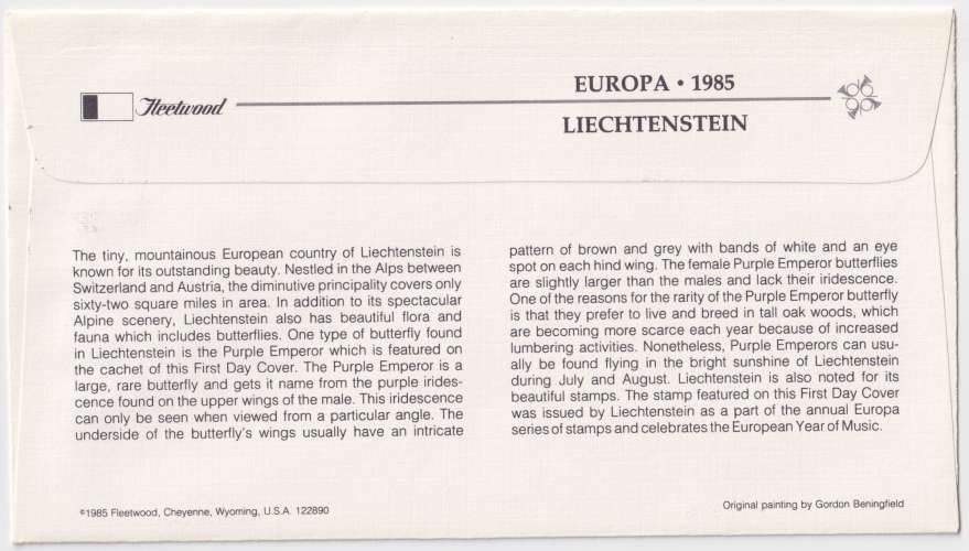 Liechtenstein FDC 1985 Y&T 807 - Europa (scan dos) 