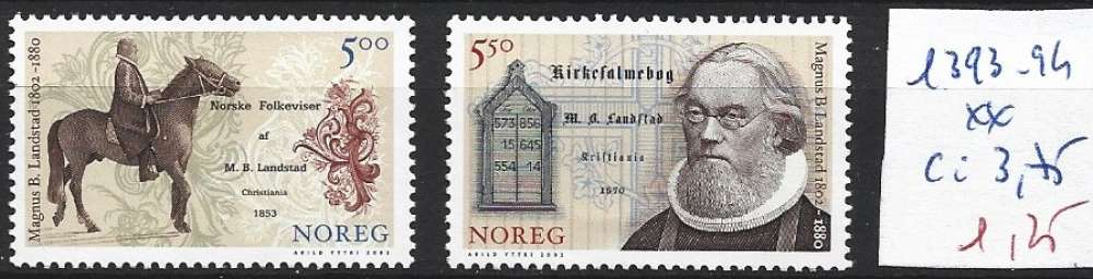 NORVEGE 1393-1394 ** côte 3.75 € 