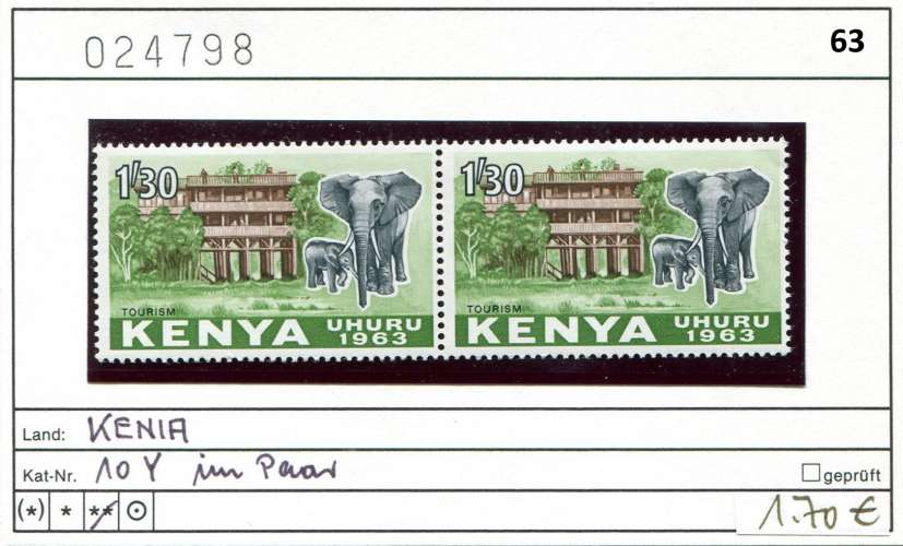 Kenya 1963 - Michel 10 Y - ** neuf mnh - paire