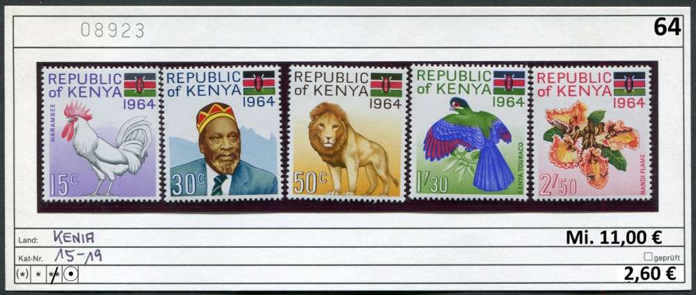 Kenya 1964 - Michel 15-19 - ** neuf mnh - 