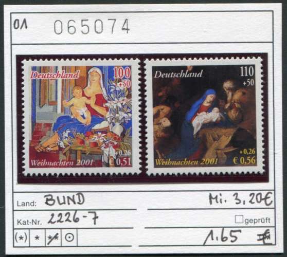 RFA - Allemagne 2001 - Michel 2226-2227 - ** mnh neuf - 