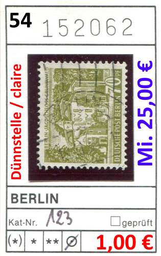 Berlin 1954 - Michel 123 - Yvert ? - oo oblit. - claire