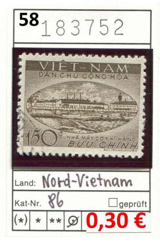 Vietnam du Nord 1958 - Michel 86 - oo oblit.