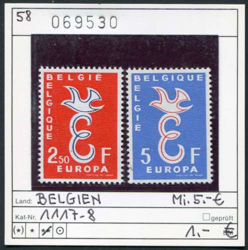 Belgique 1958 - Michel 1117-1118 - COB   - ** mnh neuf