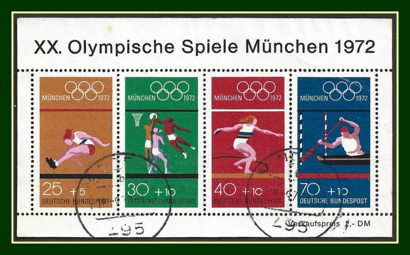 Allemagne Bloc N° 7 Obl. Jeux Olympiques Munich 1972