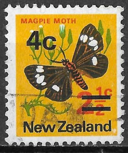 NOUVELLE-ZELANDE 1971 - Y&T539 - Papillon. Magpie moth - oblitéré