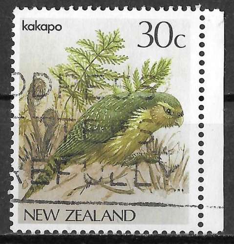 NOUVELLE-ZELANDE 1986 - Y&T924 - Oiseaux. Kakapo (Strigops habroptilus) - oblitéré