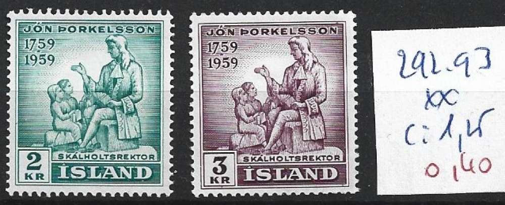 ISLANDE 292-293 ** côte 1.25 € 