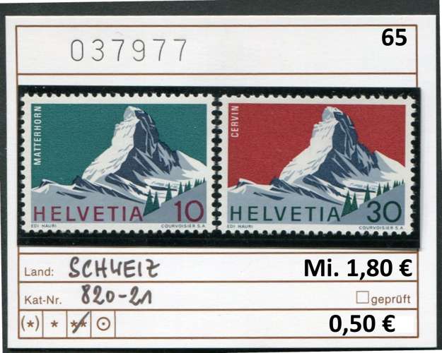 Suisse 1965- Michel 820-821  - ** neuf mnh - valable