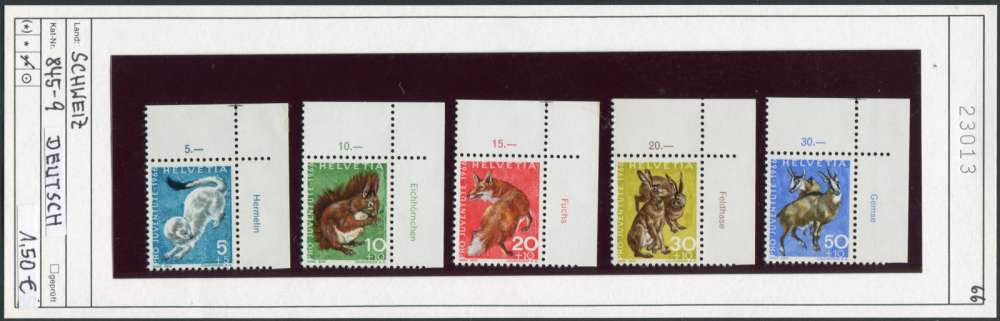 Suisse 1966 - Michel 845-849 (allemand)  - ** neuf mnh - valable