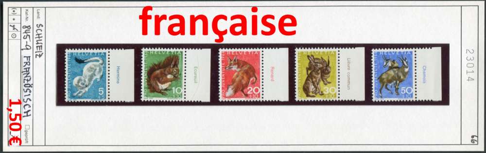 Suisse 1966 - Michel 845-849 (française)  - ** neuf mnh - valable