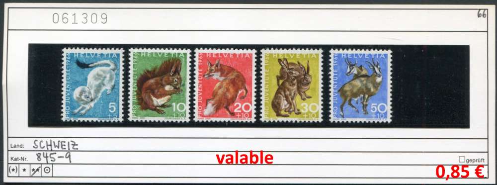 Suisse 1966 - Michel 845-849  - ** neuf mnh - valable