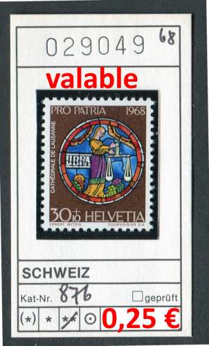 Suisse 1968 - Michel 876 - ** neuf mnh - valable