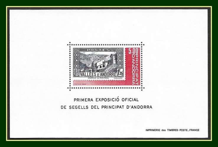 Andorre Bloc N° 1 ** MNH Expo. Phil. Arphila 1982 