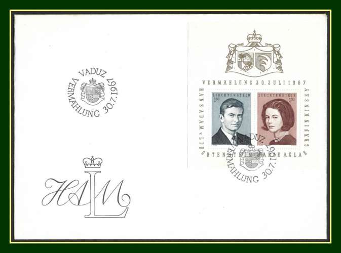 Liechtenstein Bloc N° 10  FDC Vaduz 1967