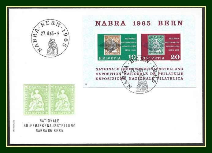 Suisse Bloc N° 20  FDC Bern 1965