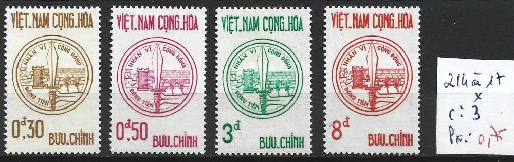 VIETNAM DU SUD 214 à 217 * côte 3 € 