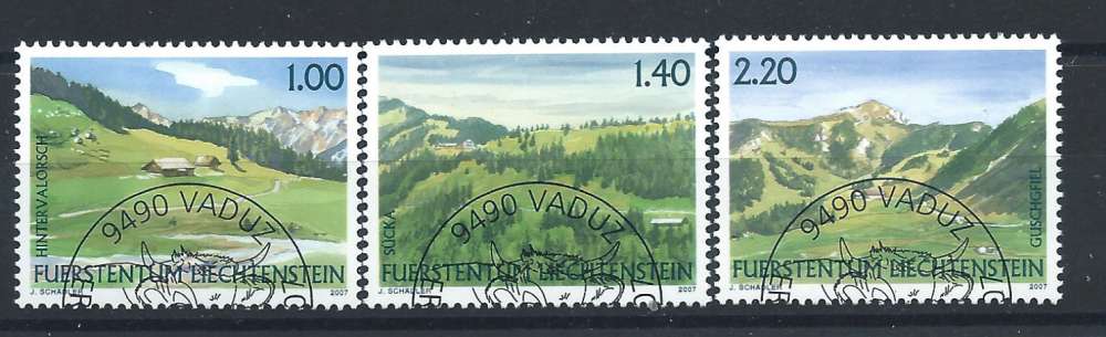 Liechtenstein N°1392/94 Obl (FU) 2007 - paysages des alpes