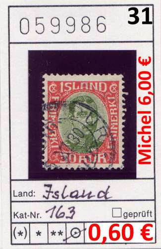 Islande 1931 - Michel 163 - oo oblit.