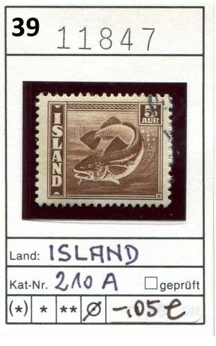 Islande 1939 - Michel 210 A - oo oblit.