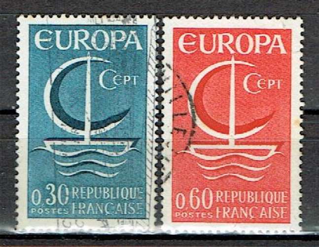 FRANCE 1966 - YT 1490 1491 OBLITÉRÉS EUROPA.