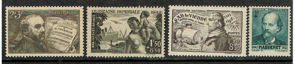 FRANCE 1942 - YT 542 543 544 545 MNH.