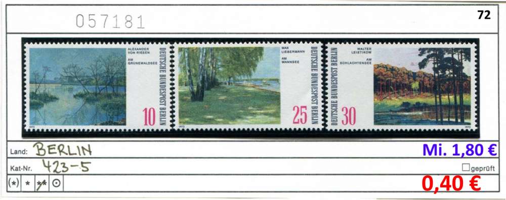 Berlin 1972 - Michel 423-425 - Yvert ? -** neuf mnh - 