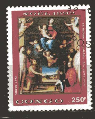 CONGO 1992 TIMBRE DE NOEL OBLITERE