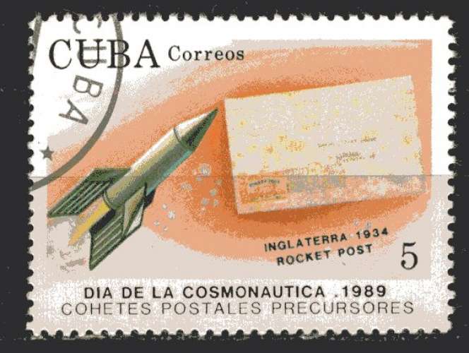 CUBA 1989 JOURNEE DE LA COSMONAUTIQUE  OBLITERE