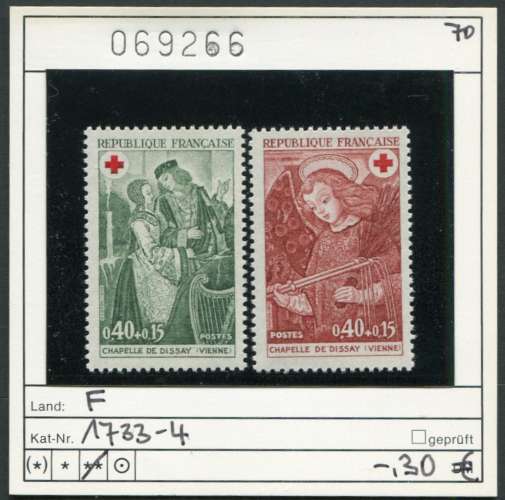 France 1970 - Michel 1733-1734  - Yvert 1661-1662 - ** mnh neuf -