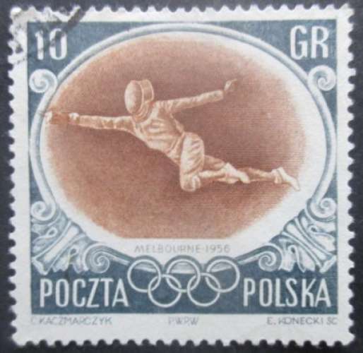 POLOGNE N°871 Jeux olympiques de Melbourne 1956 oblitéré