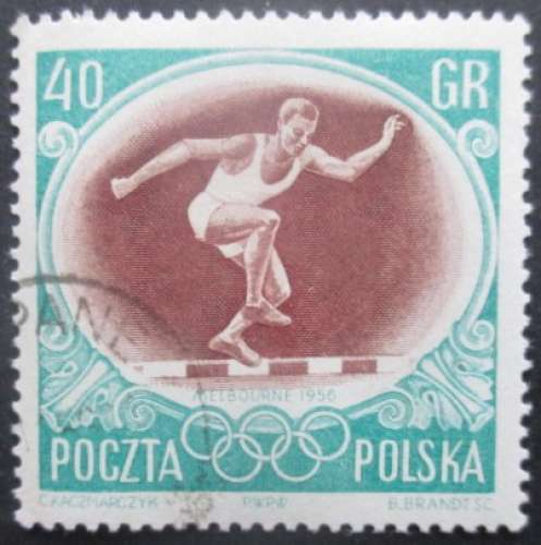 POLOGNE N°874 Jeux olympiques de Melbourne 1956 oblitéré