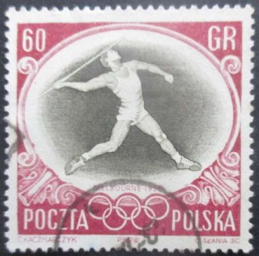 POLOGNE N°875 Jeux olympiques de Melbourne 1956 oblitéré