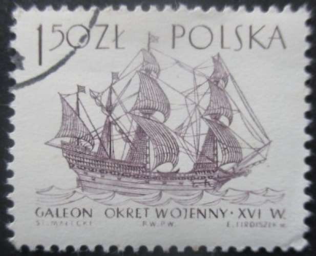 POLOGNE N°1250 Bateau ancien oblitéré 