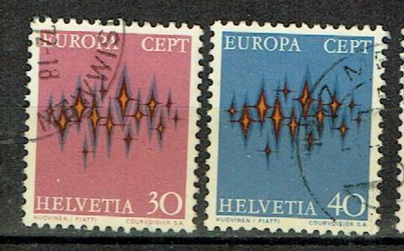 SUISSE 1972 - YT 899 900 OBLITÉRÉS EUROPA.