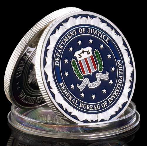 Médaille NEUVE plaquée Argent - FBI Federal Bureau of Investigation