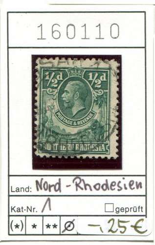 Rhodésie du Nord 1925 - Michel 1 - Yvert ? - oo oblit.